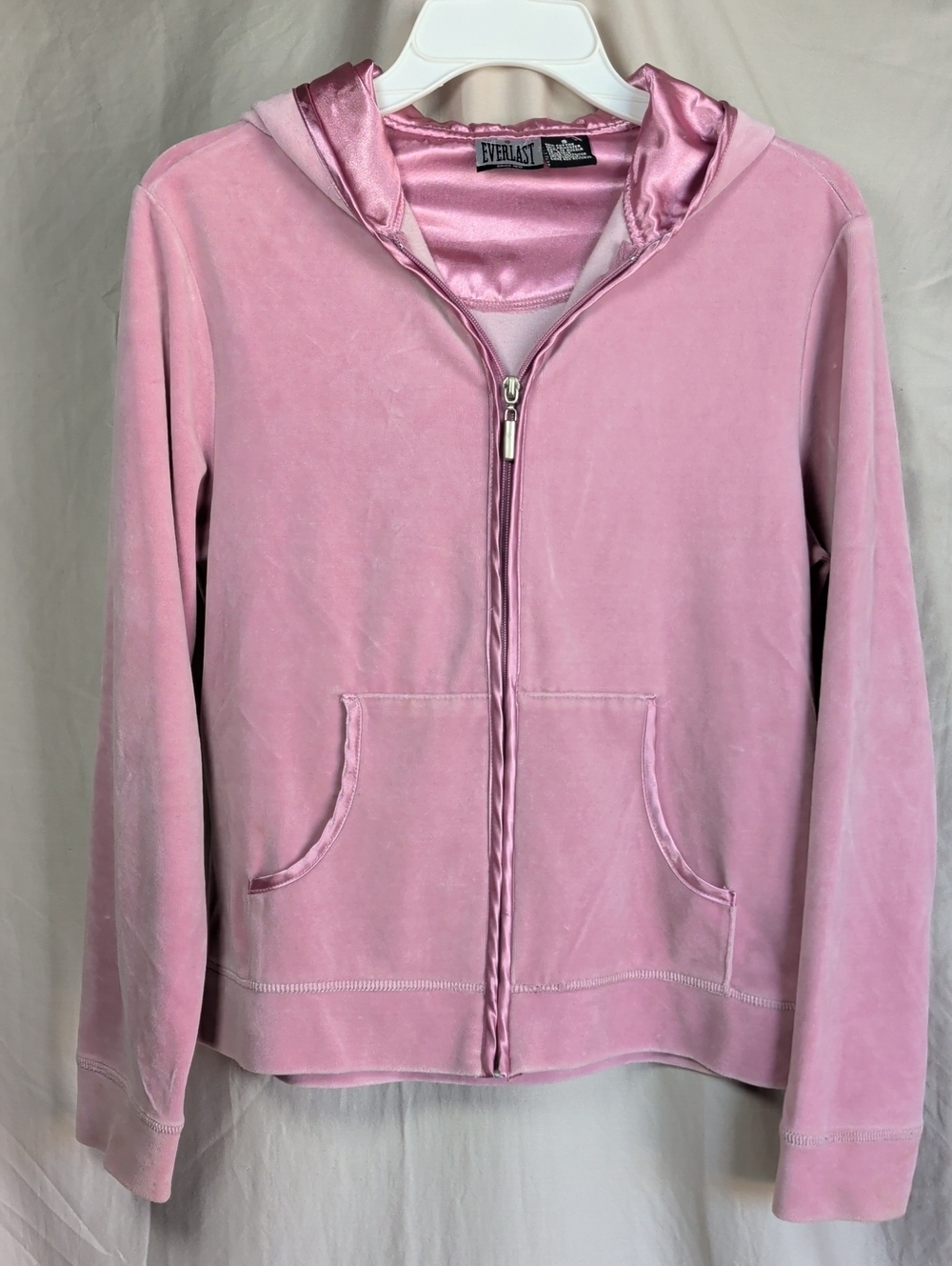Everlast Women's Pink Velvet Full-Zip Hoodie Athletic Leisure All Season Wear